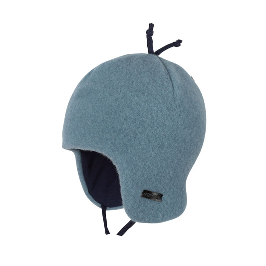 GOTS Merino Baby-Bindemütze Fleece, storm-blue