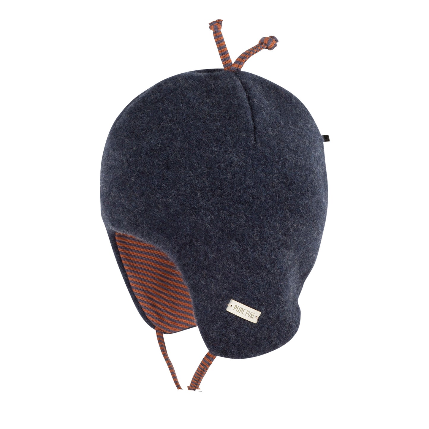 GOTS Merino Baby-Bindemütze Fleece, marine/gestreift