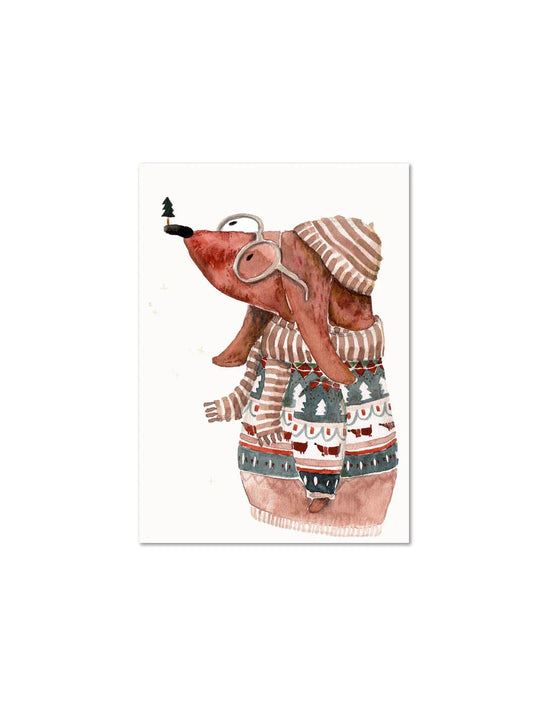 Postkarte Weihnachtsdackel