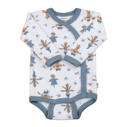 Wolle/Bambus Wickelbody, Vogelscheuche blau