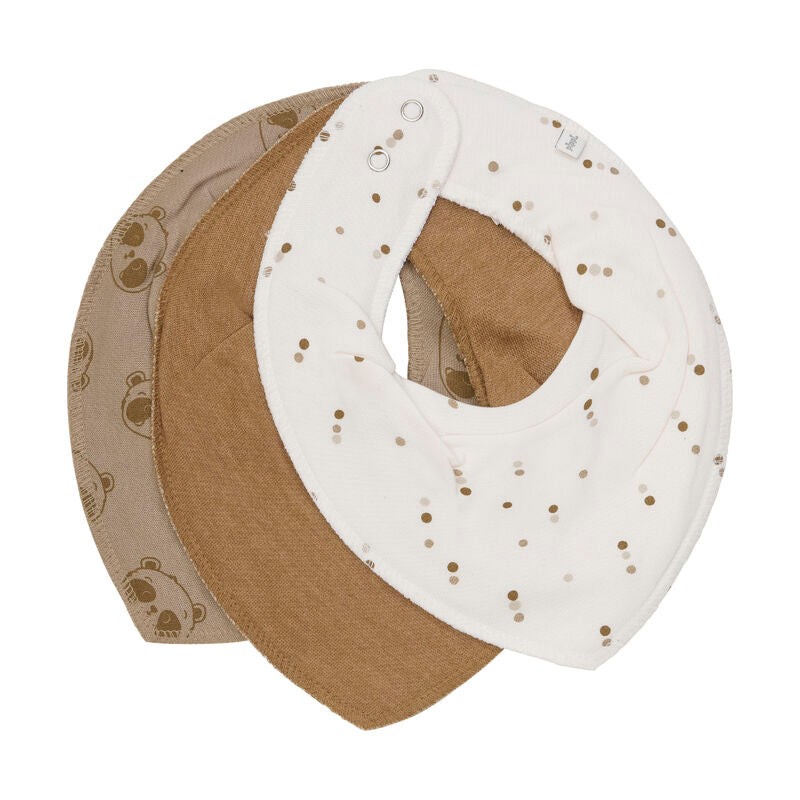 Pippi Bandana Bib Set, braun/weiss