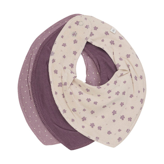 Pippi Bandana Bib Set, Blume Lila