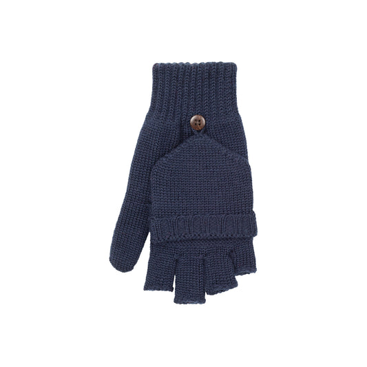 GOTS Merino Kids Halbfinger/Fäustling, dunkelblau