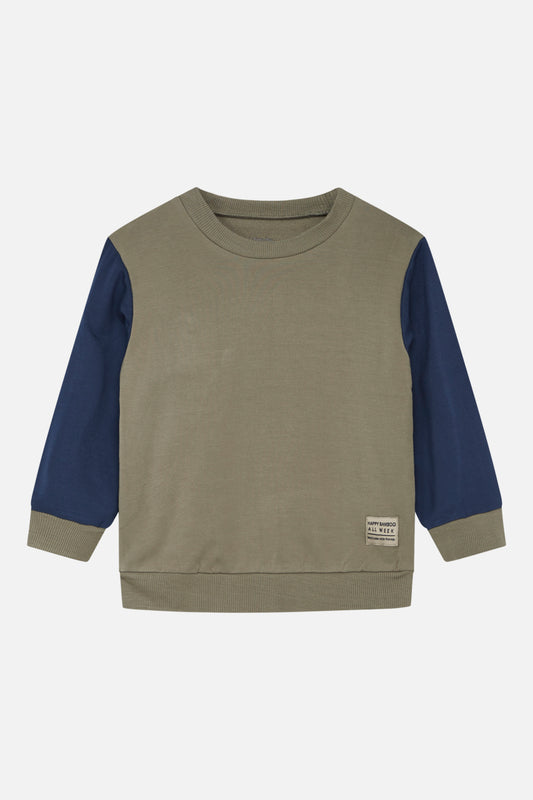 Sami Bambus Sweatshirt, olive/navy