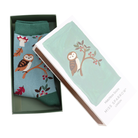 Miss Sparrow Bambus Socken Damen Wald & Eule