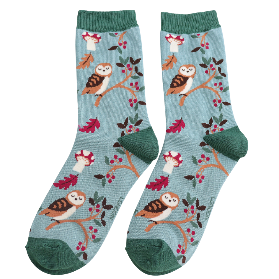 Miss Sparrow Bambus Socken Damen Wald & Eule