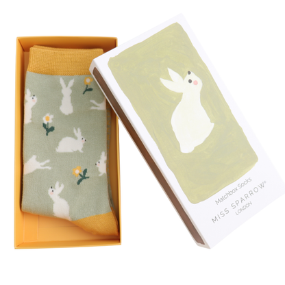Miss Sparrow Bambus Socken Damen Hase & Blumen