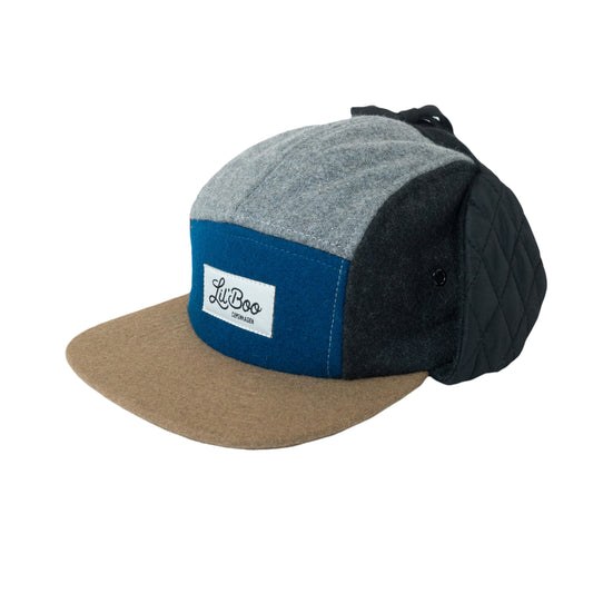 Woll-Schirmmütze mit Ohrenklappen, color block