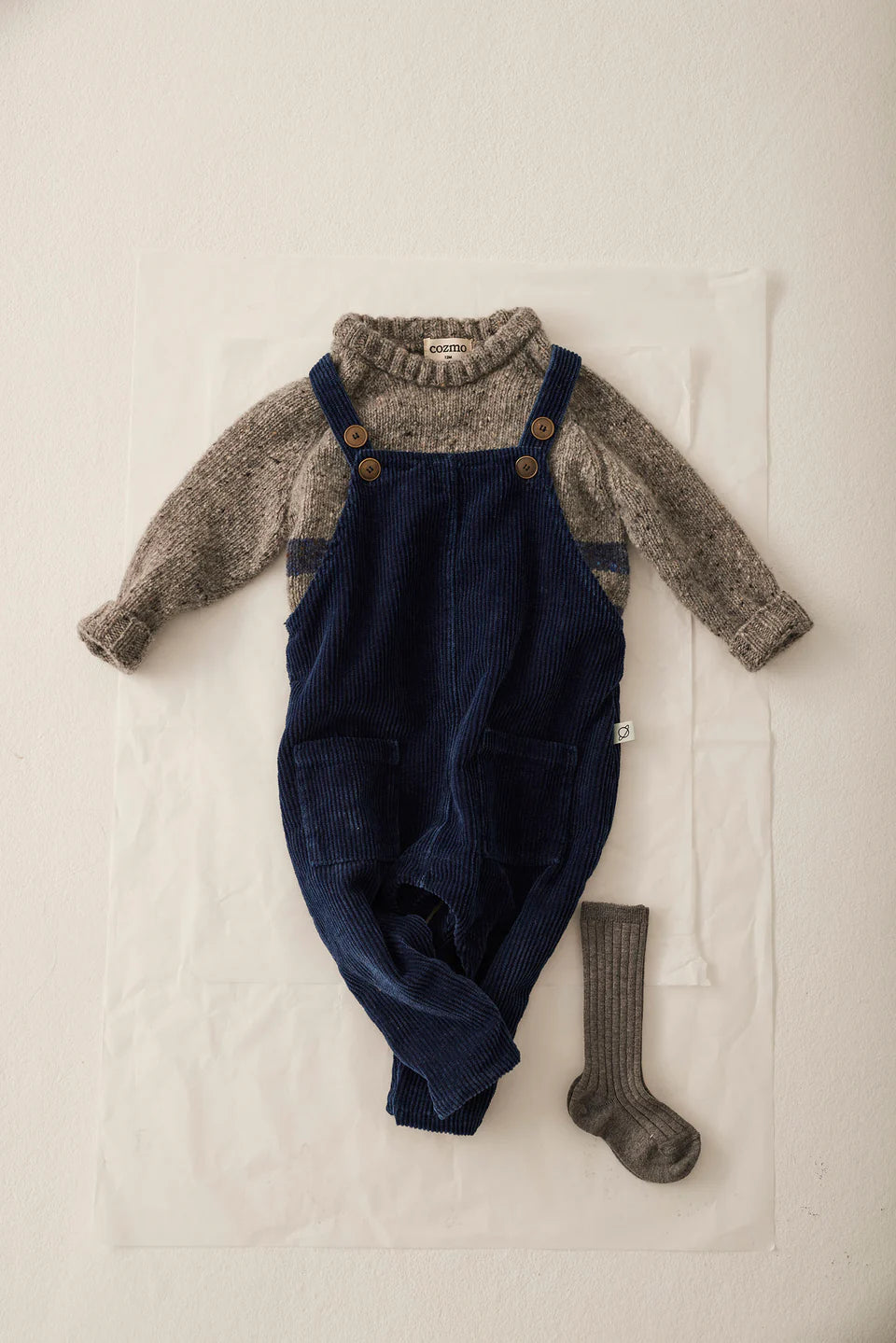 Denim corduroy baby overalls