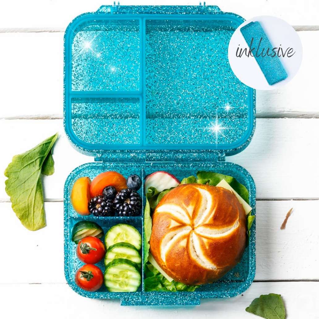 Lekkabox Z'nünibox aus Titan, Aqua-Glitzer