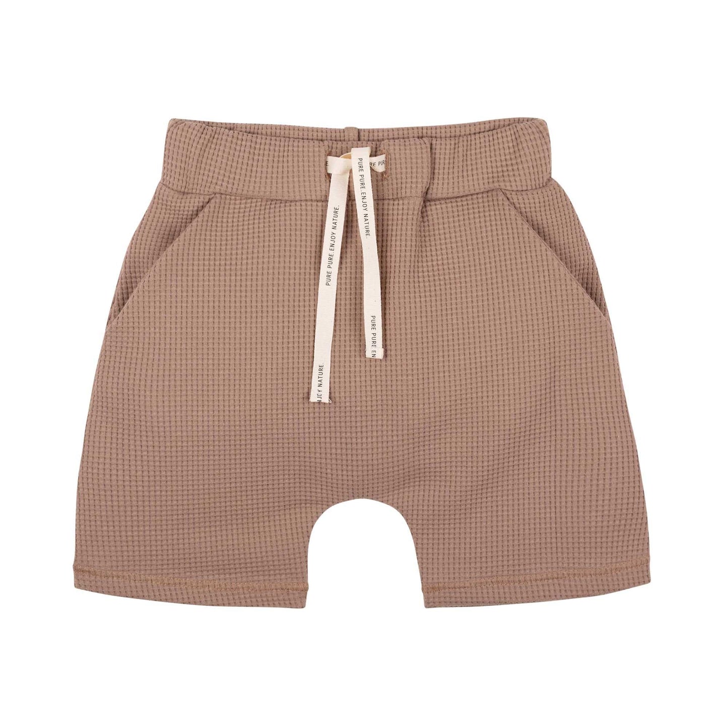 Mini-Hose aus GOTS-zertifizierter Waffel-Baumwolle in Taupe – nachhaltig produziert von Pure Pure by Bauer, erhältlich in Winterthur, Zürich.