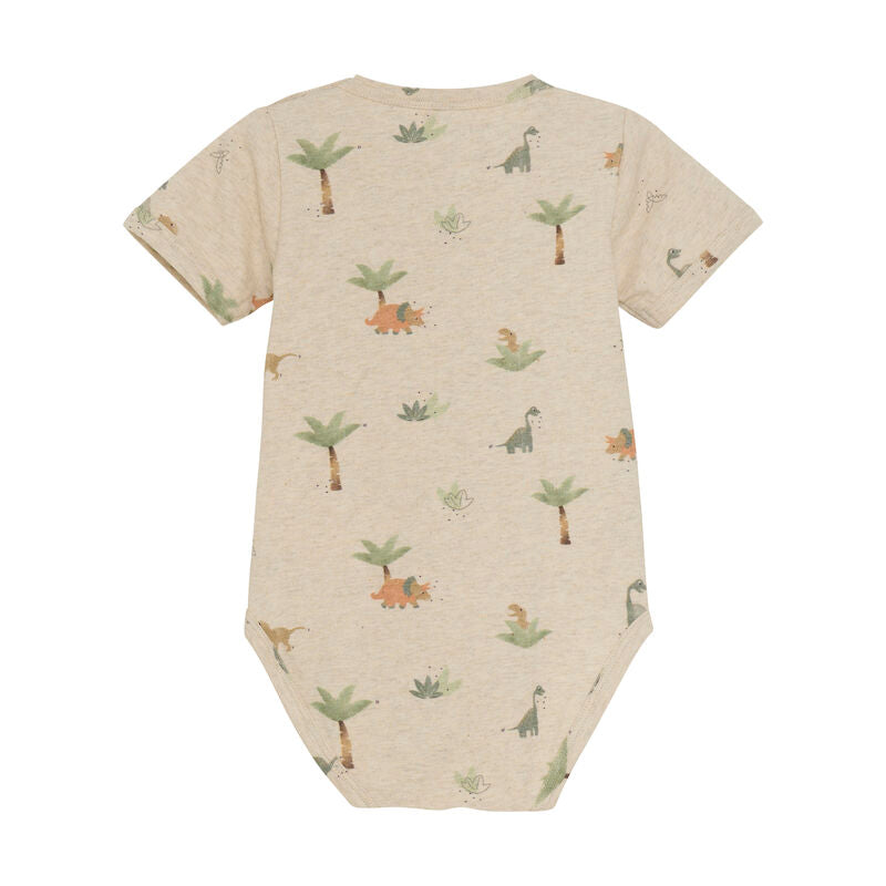 Rückansicht des Minymo Dino Bodies mit spielerischem Dino-Print und bequemem Design.