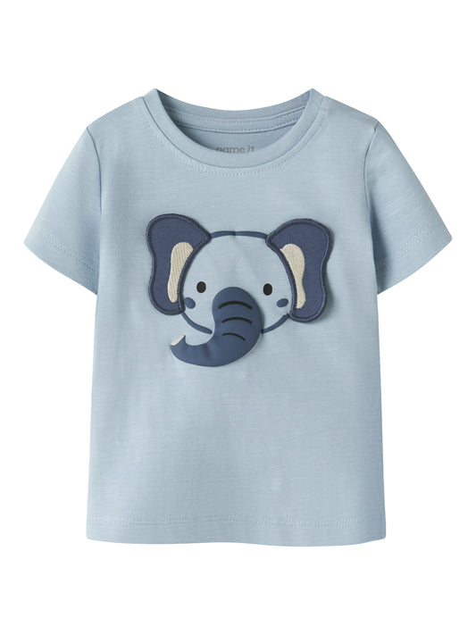 T-Shirt aus Baumwolle mit Elefant-Motiv, blau