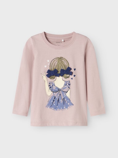 Rosa Kinder Langarmshirt aus Bio-Baumwolle mit Mädchenprint, Bärechind Winterthur Zürich Schweiz