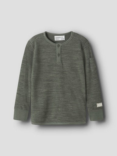 Kinder Langarmshirt aus Wolle in Dried Sage grün, Bärechind Winterthur Zürich Schweiz