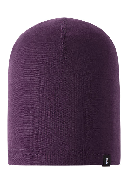 Reima Beanie Dimma Deep Purple – Vorderansicht Kindermütze aus Merinowolle