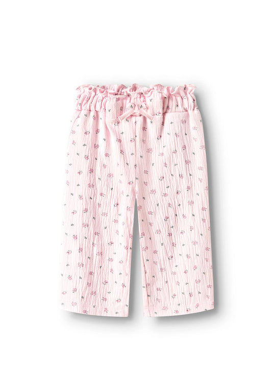 Rosa Kinderleggings mit Blumenmuster aus Bio-Baumwolle von Name It – Studioaufnahme