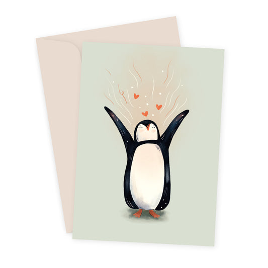 Faltkarte Pingu Liebe, Illustration von Sarah von Rickenbach, inkl. Recycling-Couvert