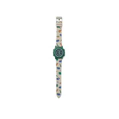 Liewood Sussi Kinder Armbanduhr mit  Alarmfunktion, Dinosaurier