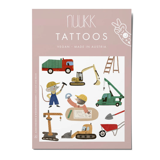 Nuuk Baustellen Kindertattoos mit Bagger & Kran