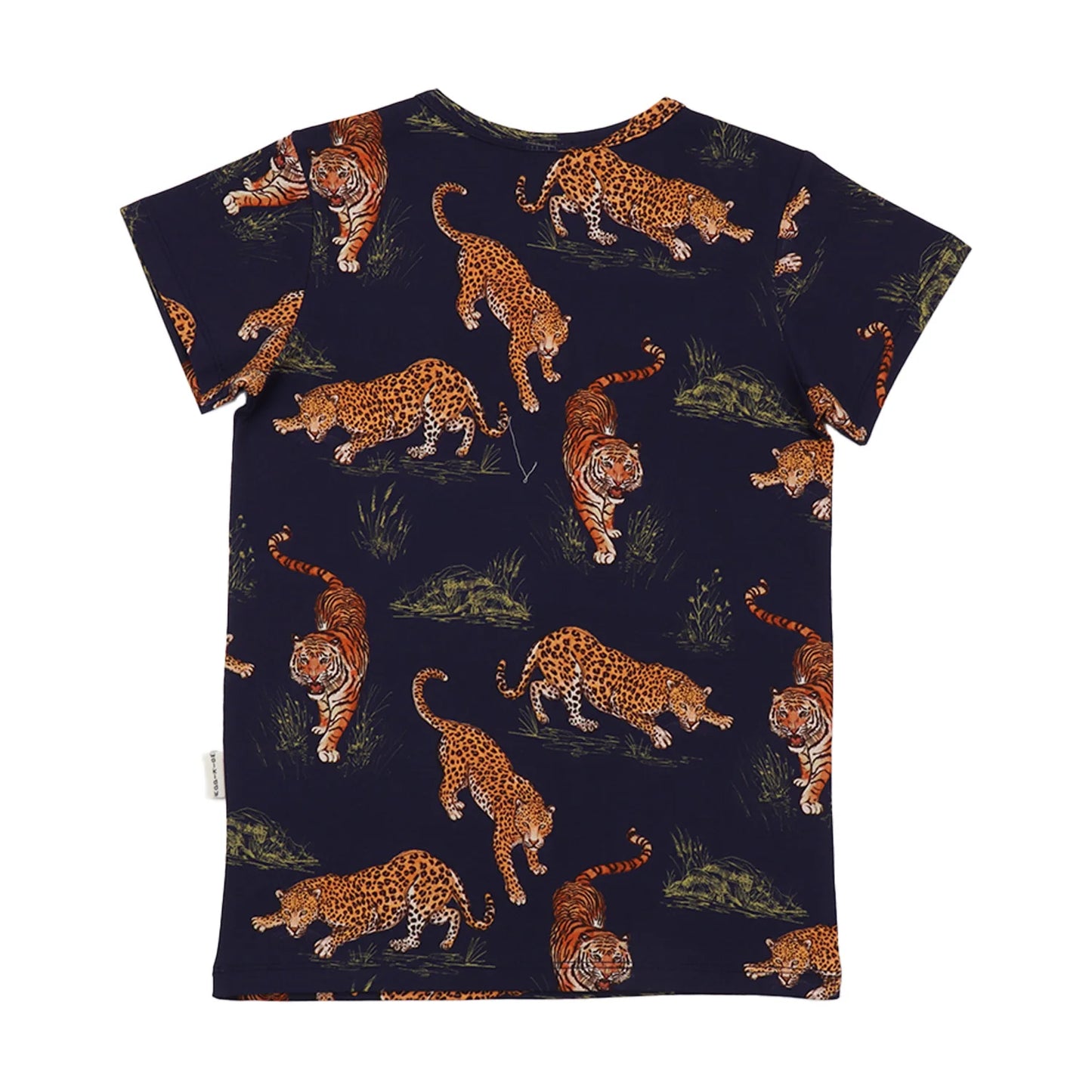 Kurzarm T-Shirt mit Tiiger und Leoparden, blau