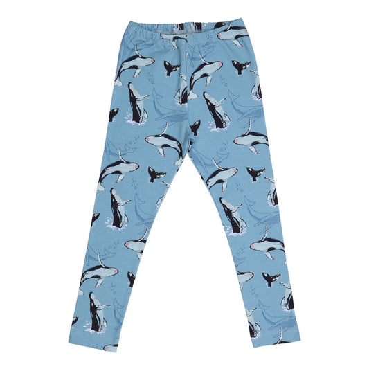 Leggings mit Wal-Print aus Bio-Baumwolle in Blau – erhältlich bei Bärechind in Winterthur, Zürich, Schweiz.