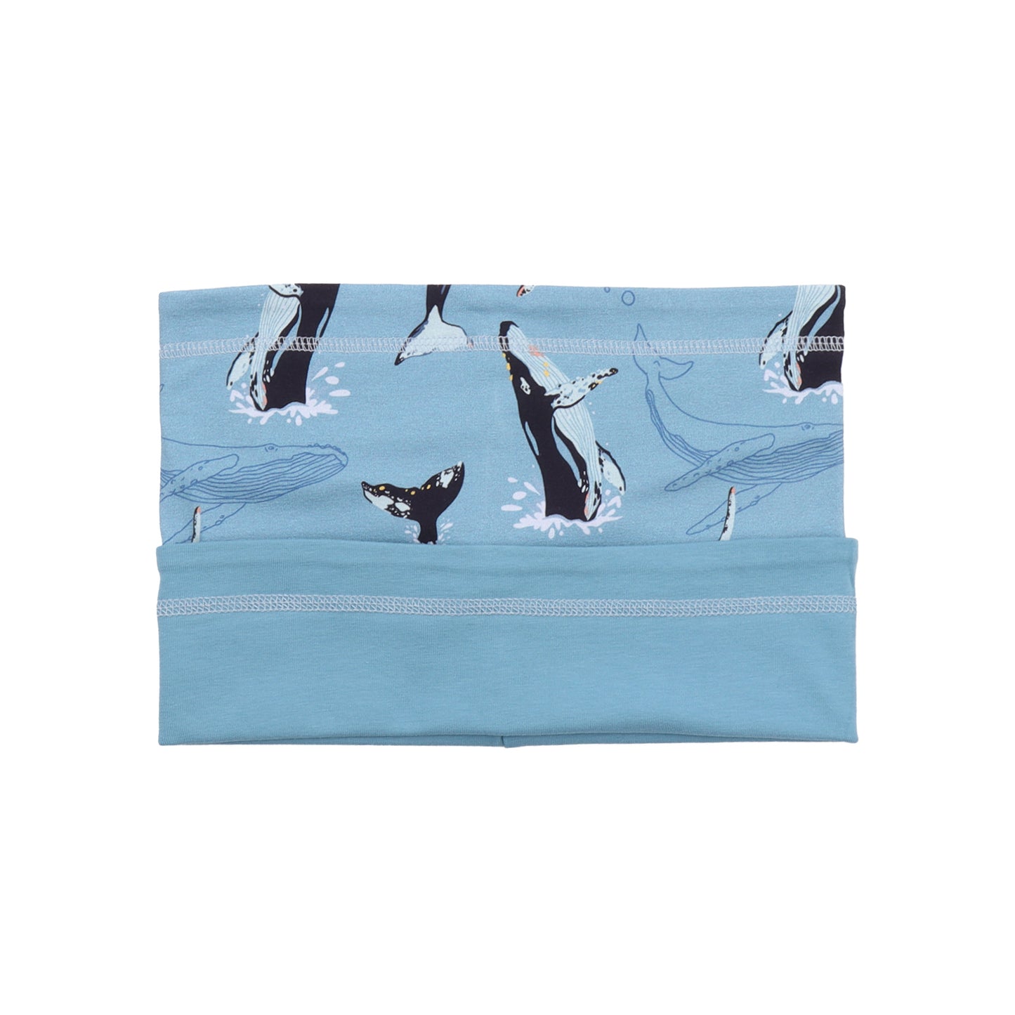 Loop mit Walmotiv und hellblauer Rückseite aus Bio-Baumwolle – zu kaufen bei Bärechind in Winterthur, Zürich, Schweiz.