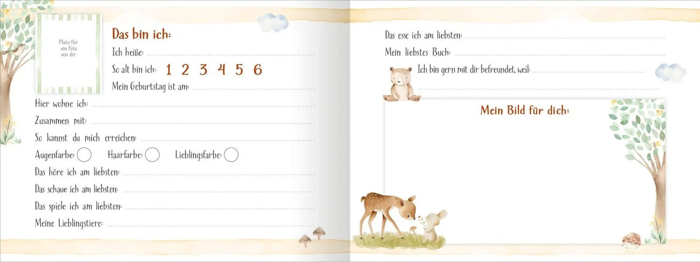 Detailansicht der Innenseite mit Platz für Namen, Freunde und Erinnerungen