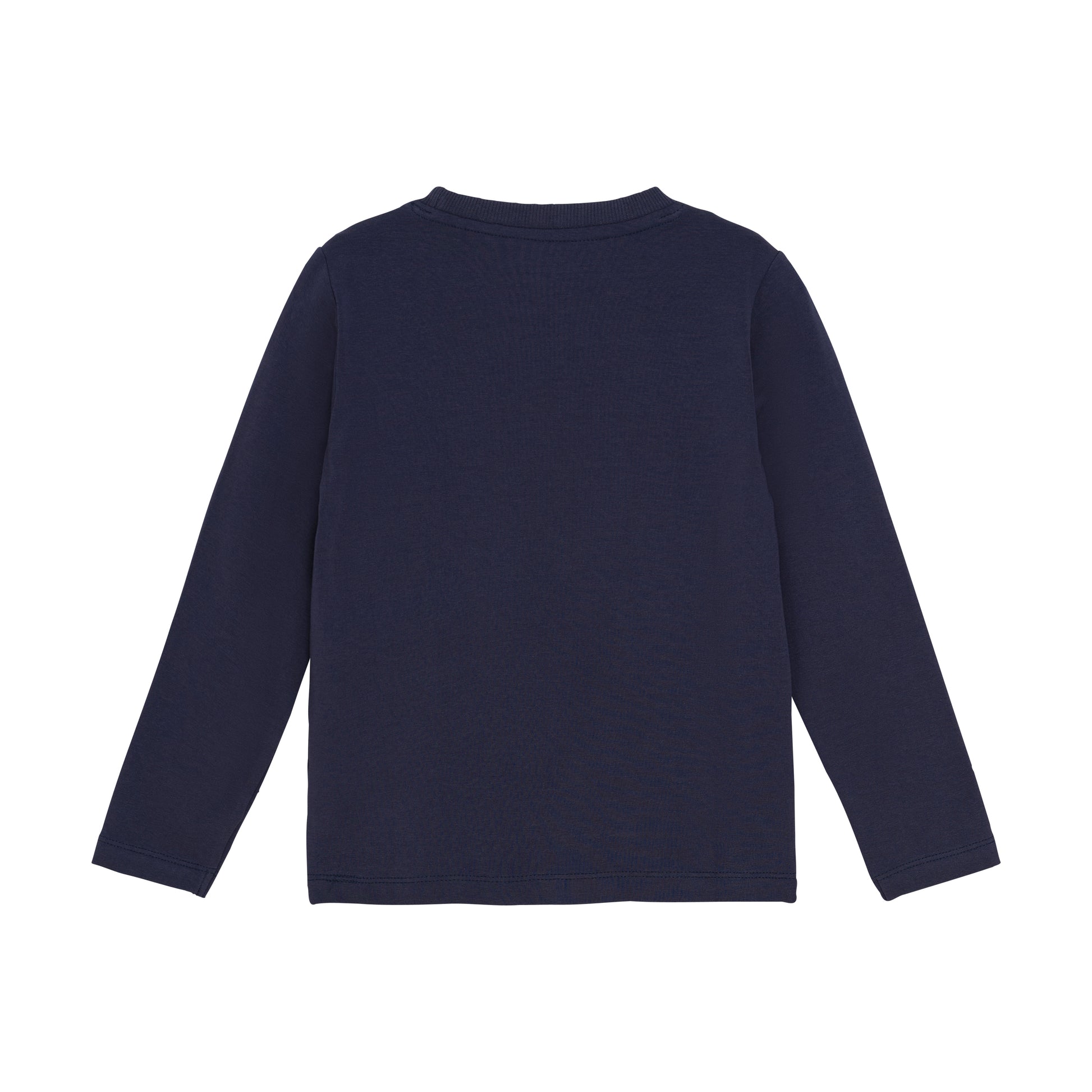 Rückansicht vom MINYMO Langarmshirt in Dunkelblau – Bärechind Winterthur, Zürich, Schweiz.
