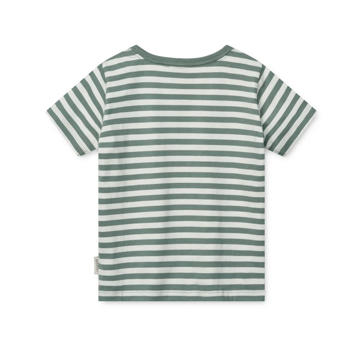 Apia Kinder-T-Shirt Rückseite – Klassisches gestreiftes Design aus GOTS-zertifizierter Bio-Baumwolle. Bequem und nachhaltig. Jetzt in Winterthur, Zürich, Schweiz erhältlich.