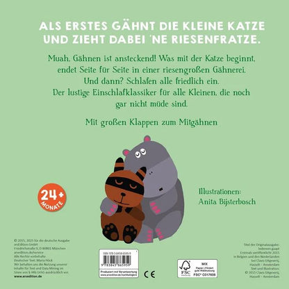 Bärechind Bilderbuch Alle müssen Gähnen, Rückseite mit Leseprobe