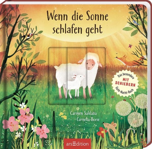Cover des Pappbilderbuchs Wenn die Sonne schlafen geht mit Lamm und Mama Schaf