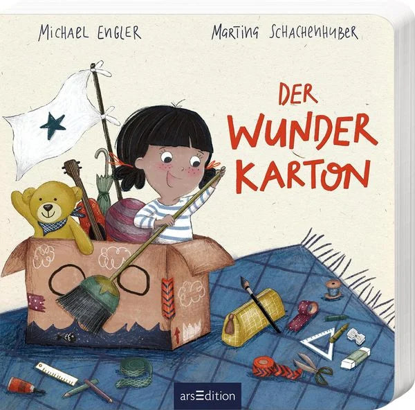 Cover des Bilderbuchs Der Wunderkarton von Michael Engler mit Milla und ihrem Pappkarton