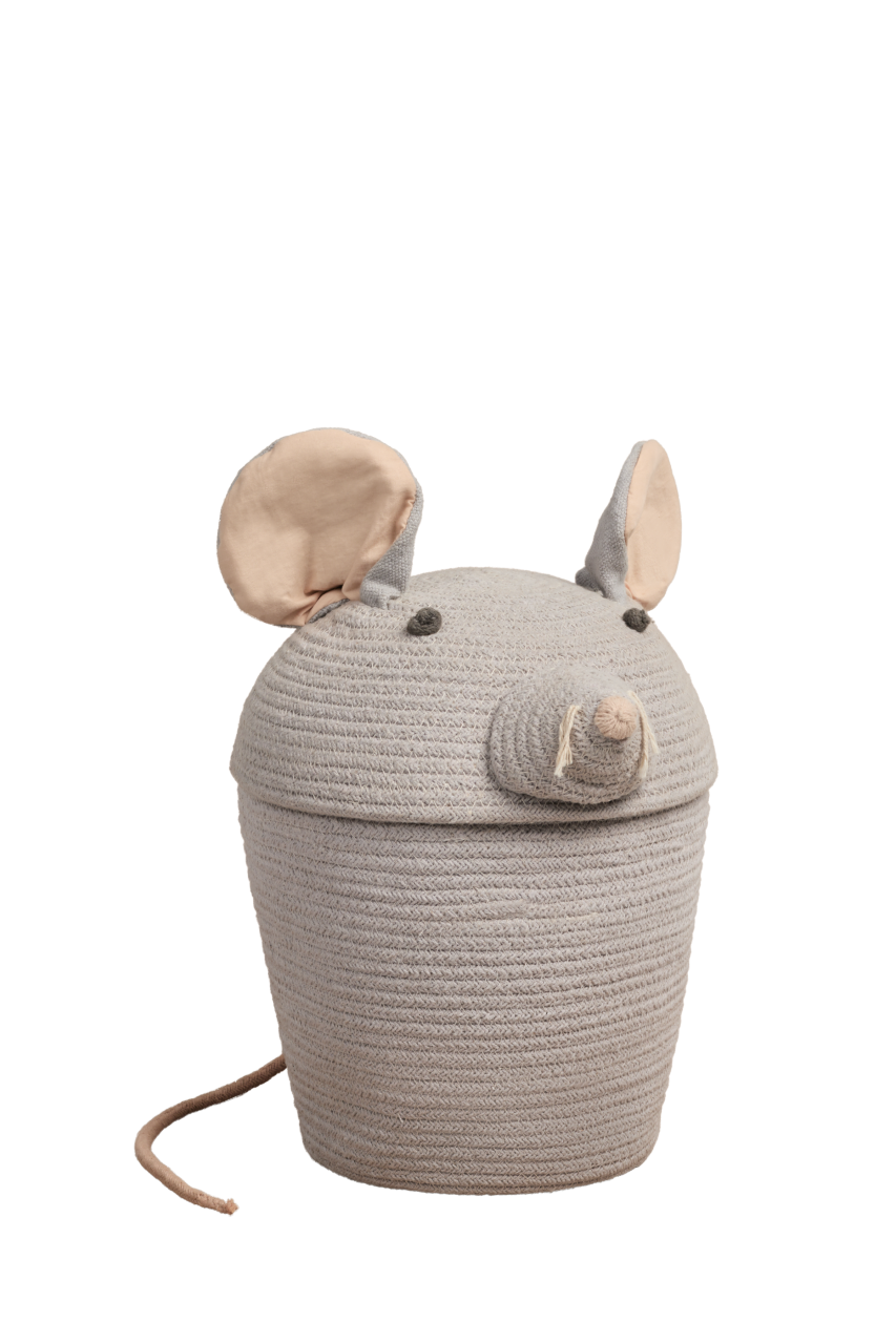 Aufbewahrungskorb Renata die Ratte aus Baumwolle von Lorena Canals in Grau, erhältlich im Bärechind Winterthur, Zürich Schweiz.