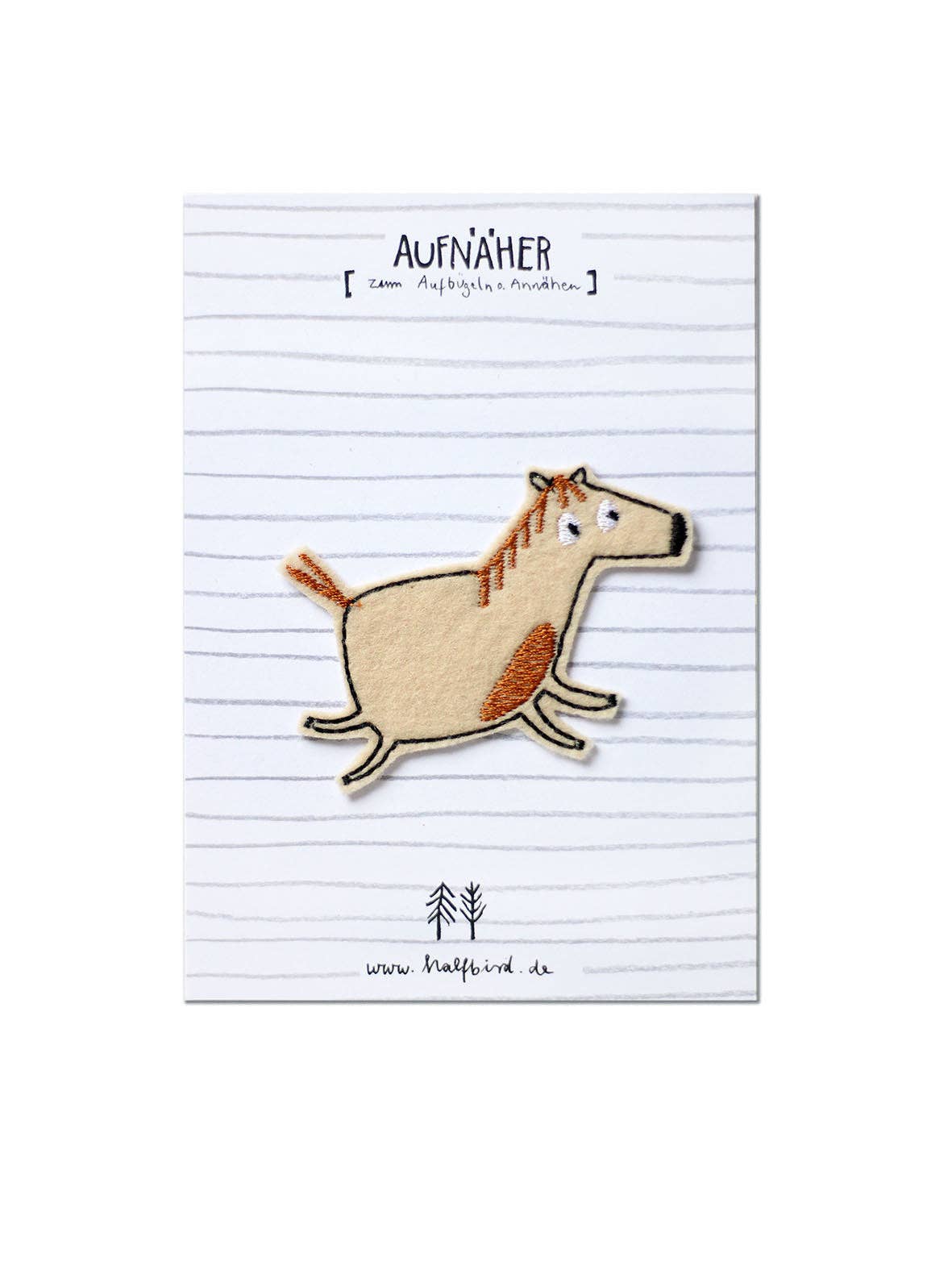 Aufnäher Pferd auf Karte, Bügelflicken zum Reparieren