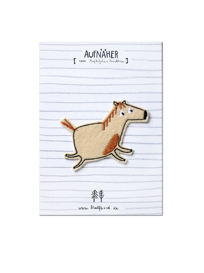 Aufnäher Pferd auf Karte, Bügelflicken zum Reparieren