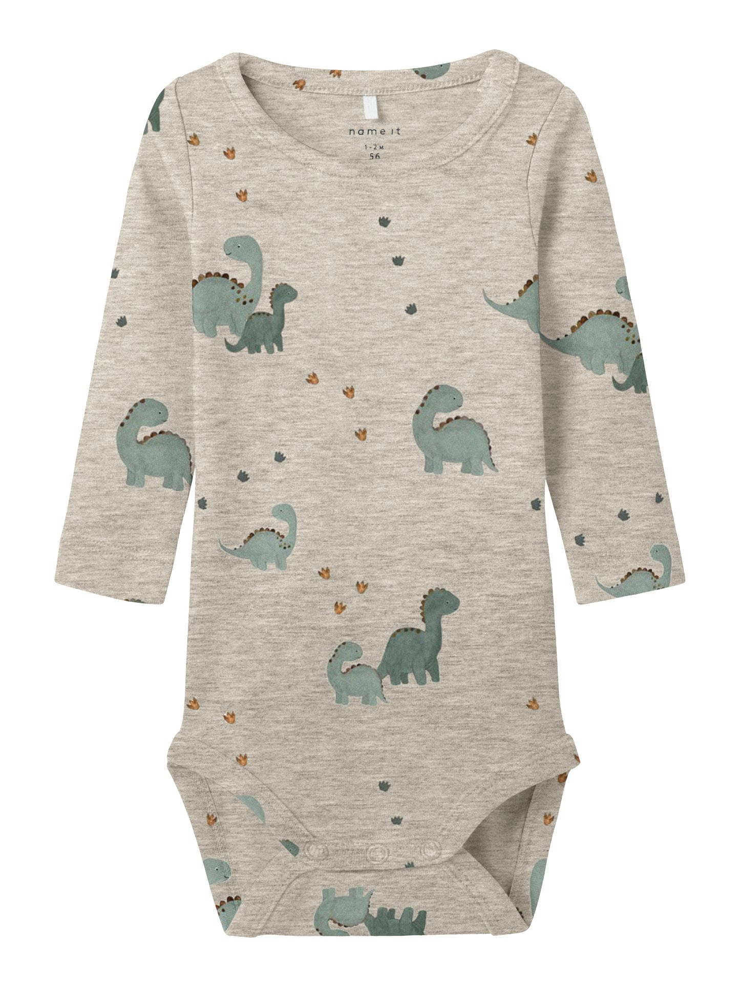 Beiger Baby-Body mit Dinosaurier-Print und langen Ärmeln, Bärechind, Winterthur, Zürich Schweiz
