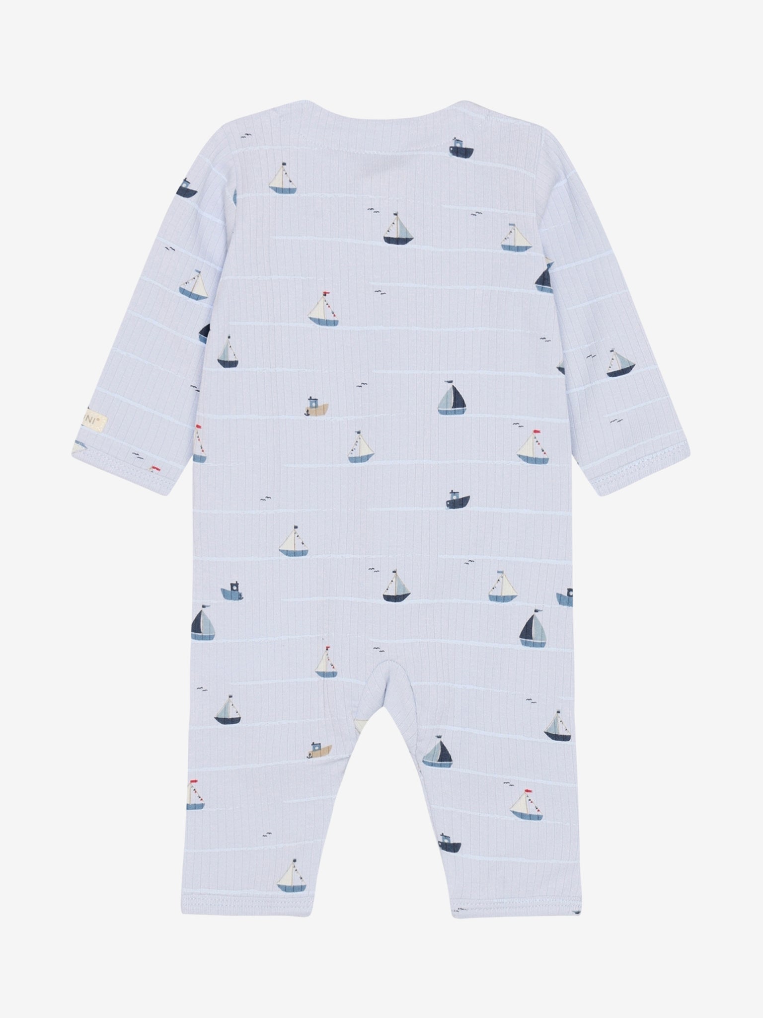 Baby Overall Baumwolle hellblau mit Segelboot Print Rückansicht im Bärechind Winterthur Zürich Schweiz kaufen