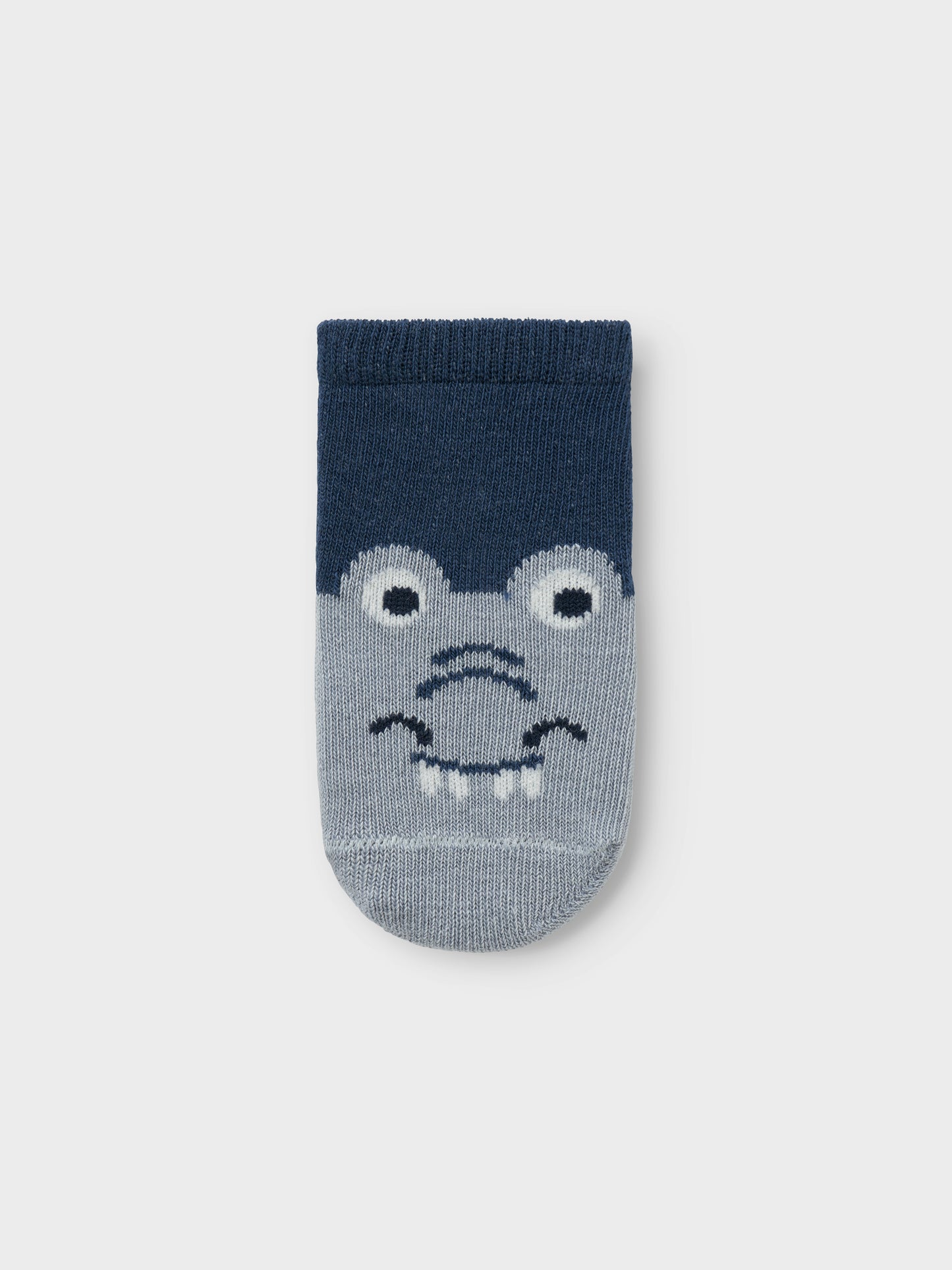 Vorderansicht Baby-Socken in Insignia Blue mit Tiermotiv, Bärechind, Winterthur, Zürich Schweiz