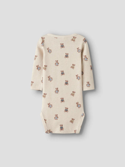 Langarm Babybody mit Teddybären-Print in Creme von name it im Bärechind Winterthur Zürich Schweiz