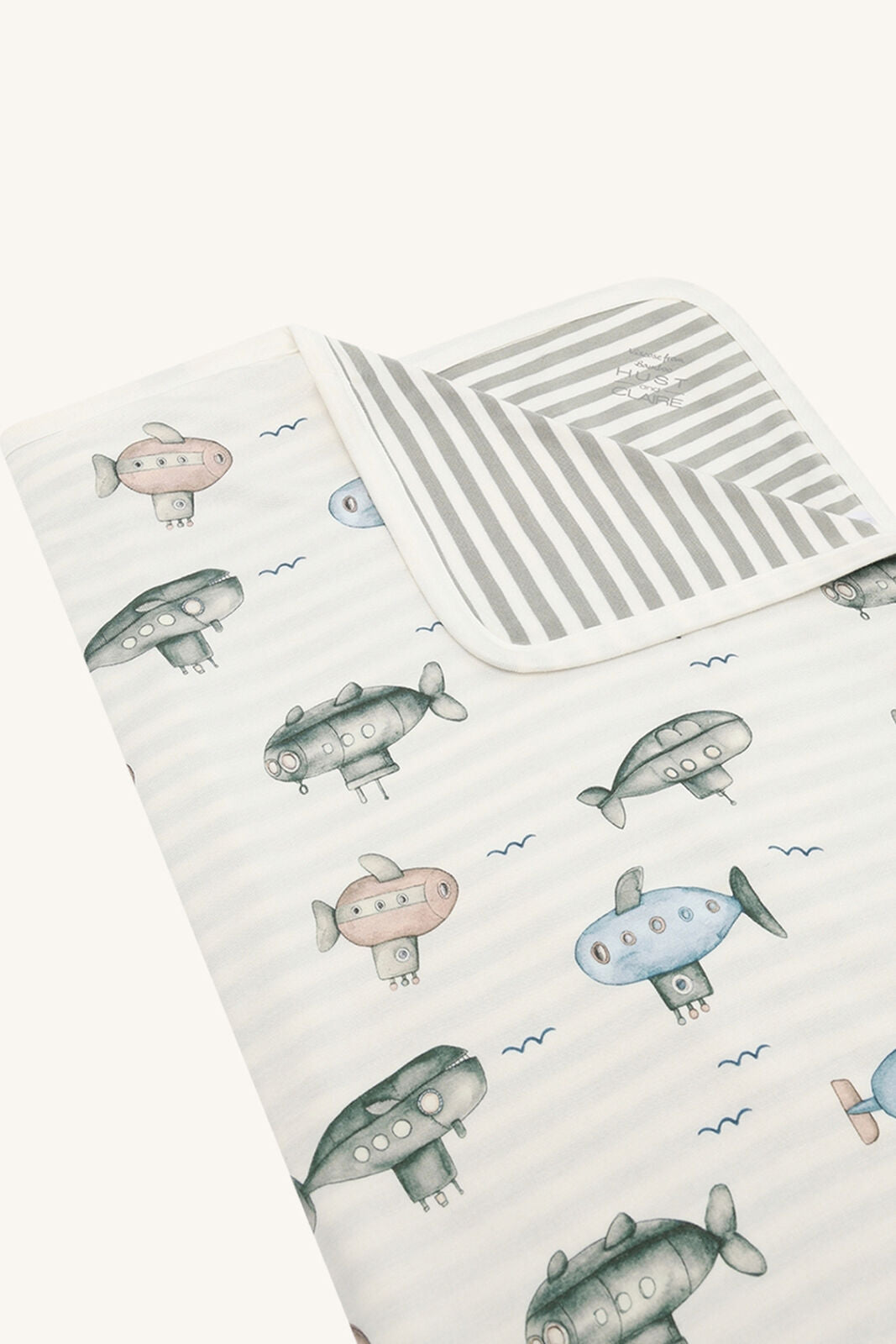 Wendedecke für Babys aus Bio-Baumwolle mit Autos und Streifenmuster in Grau