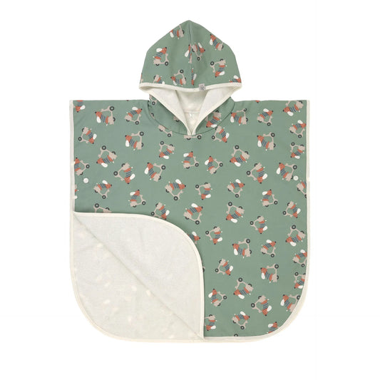 Grüner Kinder Badeponcho mit Scooter Dog Muster von Lässig bei Bärechind Winterthur Zürich Schweiz