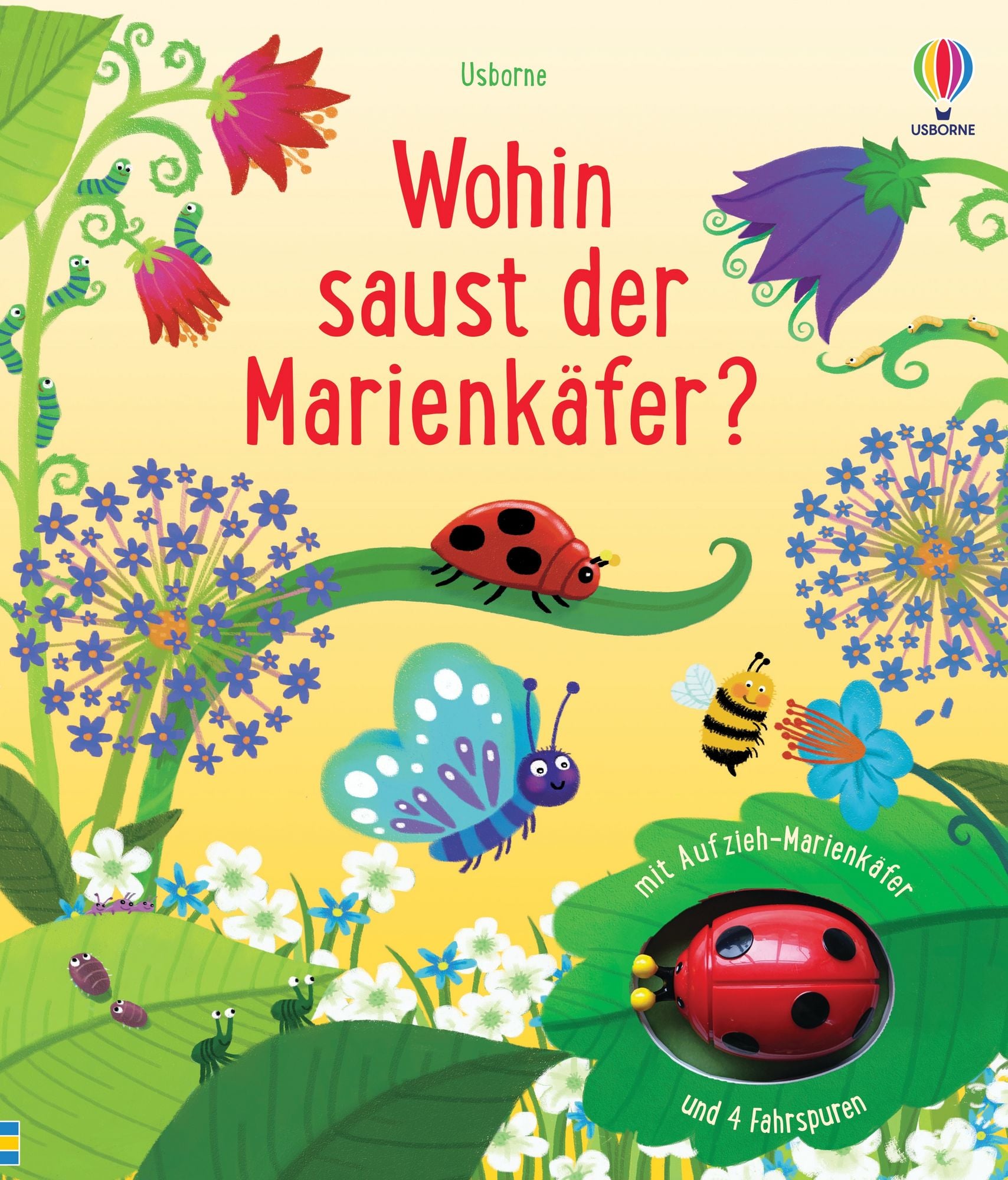 „Wohin saust der Marienkäfer – interaktives Fühlbuch für Kinder mit Marienkäfer und Blumen bei Bärechind Winterthur“