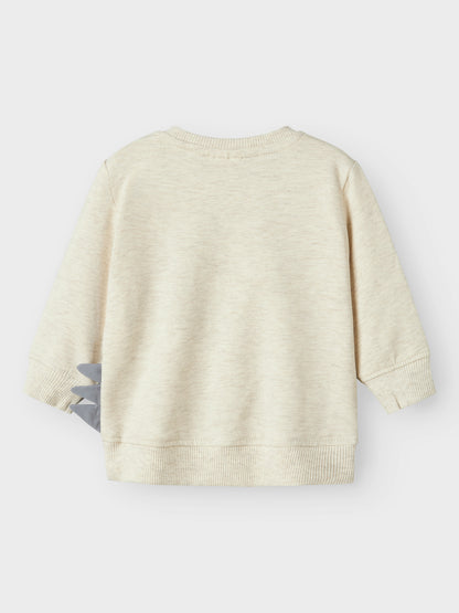 Beiges weich gefüttertes Baumwoll-Sweatshirt für Kinder, Rückansicht – Bärechind, Winterthur, Zürich Schweiz.