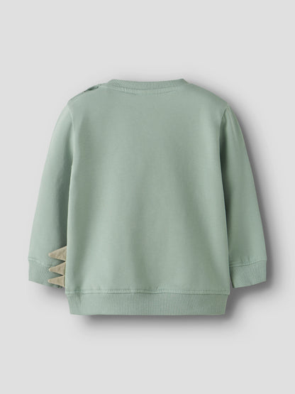 Mintgrünes weich gefüttertes Baumwoll-Sweatshirt für Kinder, Rückansicht – Bärechind, Winterthur, Zürich Schweiz.