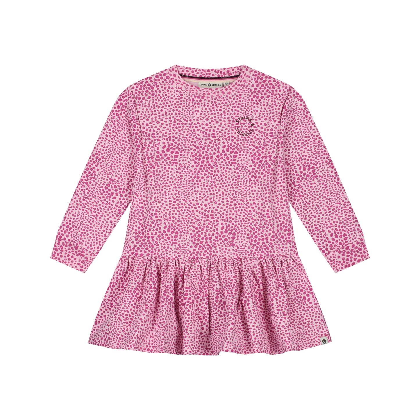 Baumwolle Kleid mit Leopardenprint in Pink, Vorderansicht