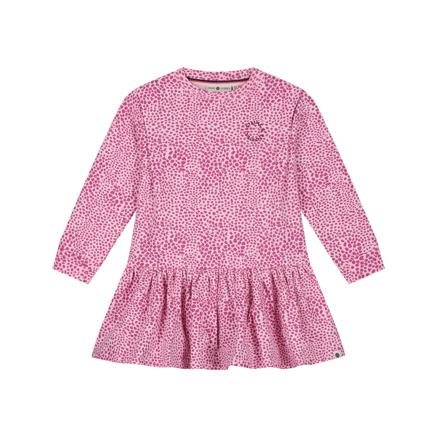 Baumwolle Kleid mit Leopardenprint in Pink, Vorderansicht