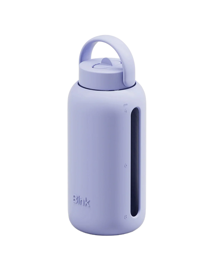 Bink Day Bottle 800 ml in der Farbe Iris aus Glas mit Silikonhülle – nachhaltige Trinkflasche bei Bärechind in Winterthur, Zürich, Schweiz.