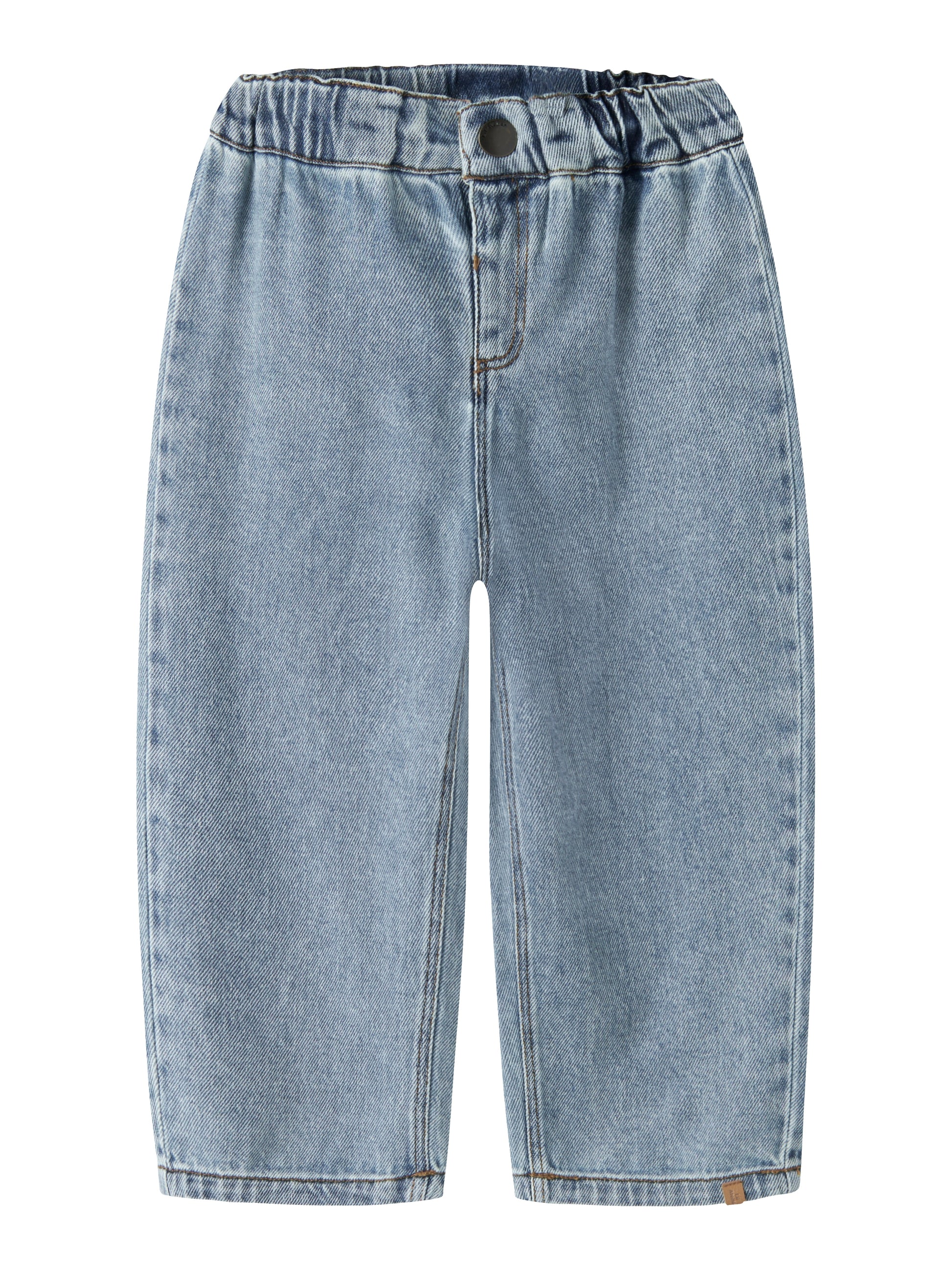 Bio-Baumwolle Wide Jeans in Medium Blue Denim, Vorderansicht