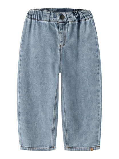 Bio-Baumwolle Wide Jeans in Medium Blue Denim, Vorderansicht